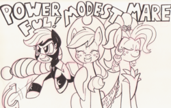 Size: 1750x1116 | Tagged: safe, artist:sketchwhatyousee, applejack, mistress marevelous, earth pony, pony, g4, applejewel, female, power ponies, solo, traditional art