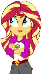 Size: 403x704 | Tagged: safe, artist:fella, sunset shimmer, equestria girls, g4, my little pony equestria girls: legend of everfree, belt, camp everfree outfits, clothes, cropped, cute, female, looking up, shimmerbetes, shorts, simple background, solo, transparent background