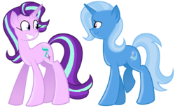 Size: 1470x910 | Tagged: safe, artist:kasi-ona, starlight glimmer, trixie, pony, unicorn, g4, duo, duo female, female, mare, simple background, smiling, transparent background
