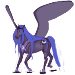 Size: 469x473 | Tagged: safe, artist:terridebbi, princess luna, horse, pony, g4, cartoon, realistic