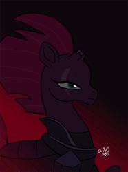 Size: 571x768 | Tagged: safe, artist:fluffychuck91, tempest shadow, g4, my little pony: the movie, animated, broken horn, eye scar, female, gif, horn, scar, solo, sparking horn