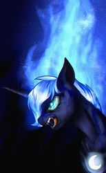 Size: 1234x2000 | Tagged: dead source, safe, artist:not-ordinary-pony, nightmare moon, princess luna, alicorn, pony, g4, angry, chromatic aberration, color porn, fangs, female, mare, missing accessory, nightmare luna, solo
