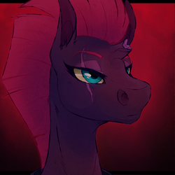 Size: 540x540 | Tagged: safe, artist:knifebun, tempest shadow, g4, my little pony: the movie, broken horn, eye scar, female, horn, scar, solo, sternocleidomastoid