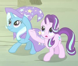 Size: 561x479 | Tagged: safe, screencap, starlight glimmer, trixie, pony, unicorn, g4, to change a changeling