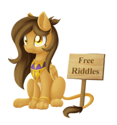 Size: 1024x1098 | Tagged: safe, artist:dusthiel, oc, oc only, sphinx, commission, cute, female, ocbetes, sign, simple background, smiling, solo, sphinx oc, transparent background