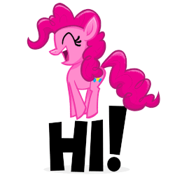 Size: 500x500 | Tagged: safe, artist:jublin, pinkie pie, pony, g4, my little pony: the movie, animated, facebook, facebook sticker, female, gif, hi, pronking, reaction image, simple background, solo, sticker, white background