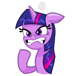 Size: 500x500 | Tagged: safe, artist:jublin, twilight sparkle, alicorn, pony, g4, my little pony: the movie, angry, animated, facebook, facebook sticker, female, gif, reaction image, simple background, solo, sticker, twilight sparkle (alicorn), white background