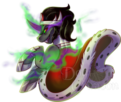 Size: 1064x899 | Tagged: safe, artist:dogi-crimson, king sombra, pony, g4, dark magic, grin, magic, male, smiling, solo, watermark