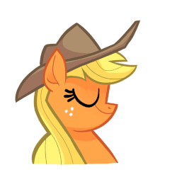Size: 500x500 | Tagged: safe, artist:jublin, applejack, earth pony, pony, g4, my little pony: the movie, animated, cowboy hat, facebook, facebook sticker, female, gif, hat, reaction image, simple background, solo, sticker, white background