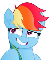Size: 7132x8700 | Tagged: safe, artist:joemasterpencil, rainbow dash, pony, g4, my little pony: the movie, absurd resolution, female, grin, looking away, mare, multicolored hair, simple background, smiling, solo, transparent background, vector