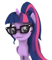 Size: 942x1080 | Tagged: safe, artist:dazzion, sci-twi, twilight sparkle, alicorn, pony, g4, 3d, female, glasses, sci-twilicorn, simple background, solo, source filmmaker, transparent background, twilight sparkle (alicorn)