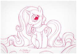 Size: 1073x759 | Tagged: safe, artist:sherwoodwhisper, oc, oc only, oc:eri, mouse, pony, unicorn, female, filly, impossibly long hair, impossibly long tail, inktober, inktober 2017, long mane, long tail, monochrome, smiling, solo, traditional art