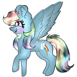 Size: 900x900 | Tagged: safe, artist:luumiee, rainbow dash, pegasus, pony, g4, backwards cutie mark, ear fluff, female, mare, simple background, solo, starry eyes, watermark, white background, wingding eyes