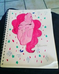 Size: 900x1125 | Tagged: safe, artist:luumiee, pinkie pie, pony, g4, irl, photo, solo, tongue out, traditional art