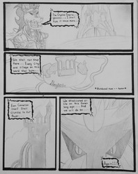 Size: 1280x1615 | Tagged: safe, artist:gojihunter31, king sombra, necron, g4, answer, comic, crossover, crystal empire, genocide, looking at you, pencil drawing, ponyville, traditional art, tumblr blog, warhammer (game), warhammer 40k