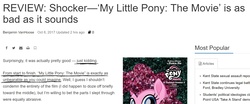 Size: 1524x634 | Tagged: safe, pinkie pie, pony, g4, my little pony: the movie, clickbait, hater, meta, movie drama, review, text