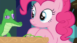 Size: 640x360 | Tagged: safe, edit, edited screencap, screencap, gummy, pinkie pie, pony, g4, secrets and pies, animated, gif, tongue out