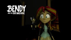 Size: 1280x720 | Tagged: safe, sunset shimmer, equestria girls, g4, 3d, bendy, bendy and the ink machine, crossover, ink, source filmmaker