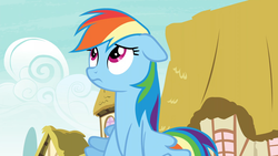 Size: 1920x1080 | Tagged: safe, screencap, rainbow dash, g4, secrets and pies, female, ponyville, solo