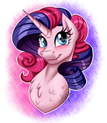 Size: 2000x2300 | Tagged: safe, artist:jack-pie, pinkie pie, rarity, oc, pony, g4, bust, duo, fusion, high res, looking at you, simple background, smiling, solo, transparent background
