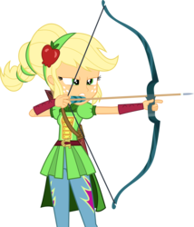 Size: 2359x2752 | Tagged: safe, artist:frownfactory, applejack, equestria girls, g4, my little pony equestria girls: friendship games, .svg available, arrow, bow (weapon), bow and arrow, clothes, female, freckles, high res, ponytail, quiver, simple background, solo, svg, transparent background, vector, weapon