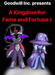 Size: 1969x2647 | Tagged: safe, artist:typhwosion, king sombra, trixie, pony, unicorn, fanfic:a kingdom for fame and fortune!, g4, dark magic, duo, fanfic, fanfic art, grin, magic, smiling