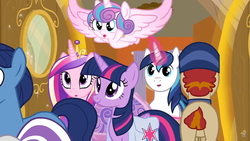 Size: 1920x1080 | Tagged: safe, edit, edited screencap, screencap, night light, princess cadance, princess flurry heart, shining armor, twilight sparkle, twilight velvet, alicorn, pony, g4, once upon a zeppelin, diaperless edit, nude edit, nudity, twilight sparkle (alicorn)