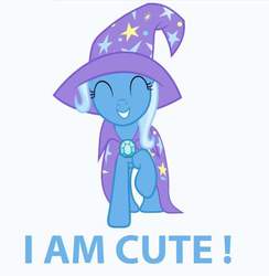 Size: 634x650 | Tagged: safe, trixie, g4, uncommon bond, cape, captain obvious, clothes, cute, diatrixes, hat, i'm cute, trixie is cute, trixie's cape, trixie's hat, truth