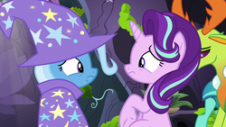 Size: 1280x720 | Tagged: safe, screencap, cornicle, starlight glimmer, thorax, trixie, changedling, changeling, g4, to change a changeling, king thorax