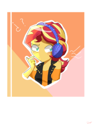 Size: 1477x1950 | Tagged: safe, artist:noahther, sunset shimmer, equestria girls, g4, my little pony equestria girls: better together, overpowered (equestria girls), clothes, female, headphones, solo