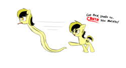 Size: 1200x652 | Tagged: safe, artist:otherdrawfag, oc, oc only, oc:leslie fair, earth pony, original species, pony, snake, snake pony, /mlpol/, anarcho-capitalism, female