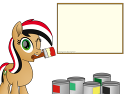 Size: 4000x3000 | Tagged: safe, artist:pananovich, oc, oc only, oc:syriana, earth pony, pony, /mlpol/, brush, canvas, female, map, one eye closed, paint, paint can, wink