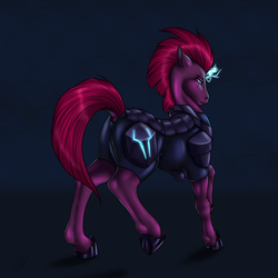 Size: 1440x1440 | Tagged: safe, artist:crazyaniknowit, tempest shadow, pony, g4, my little pony: the movie, butt, female, muscles, plot, solo