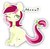 Size: 2194x2160 | Tagged: safe, artist:belka-sempai, roseluck, earth pony, pony, g4, background pony, behaving like a cat, bow, collar, commissioner:doom9454, cute, digital art, female, high res, hooves, lineless, mare, meow, missing cutie mark, one eye closed, pet tag, pony pet, rosepet, sitting, solo, tail bow, text