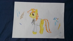 Size: 3264x1836 | Tagged: safe, artist:hilfigirl, oc, oc only, oc:aescula, pony, unicorn, doctor, solo, traditional art