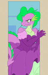 Size: 920x1422 | Tagged: safe, artist:nolycs, spike, dragon, anthro, g4, barb, clothes, dragoness, dress, female, rule 63, solo