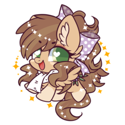 Size: 1024x1024 | Tagged: safe, artist:snow angel, oc, oc only, pegasus, pony, bow, chibi, clothes, commission, cute, female, hair bow, heart eyes, mare, ocbetes, scarf, simple background, smiling, solo, transparent background, wingding eyes