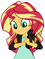 Size: 508x660 | Tagged: safe, artist:fella, sunset shimmer, equestria girls, equestria girls specials, g4, movie magic, clothes, female, jacket, leather jacket, looking down, simple background, solo, transparent background
