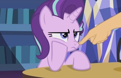 Size: 1443x937 | Tagged: safe, edit, edited screencap, screencap, starlight glimmer, pony, g4, uncommon bond, boop, boop edit, cute, finger, hand