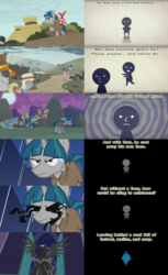 Size: 3340x5448 | Tagged: safe, flash magnus, meadowbrook, mistmane, pony of shadows, rockhoof, somnambula, star swirl the bearded, stygian, g4, shadow play, comparison, dark curse, miitopia, spoilers for another series
