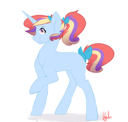 Size: 2100x2000 | Tagged: safe, artist:mah521, oc, oc only, pony, unicorn, bow, female, hair, high res, mare, simple background, solo, tail bow, white background