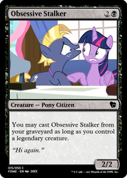 Size: 375x523 | Tagged: safe, star tracker, twilight sparkle, alicorn, earth pony, pony, g4, once upon a zeppelin, magic the gathering, male, stallion, trading card, trading card edit, twilight sparkle (alicorn)