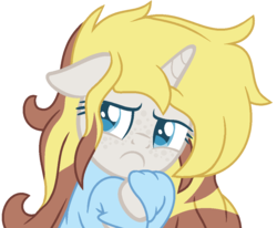 Size: 1004x826 | Tagged: safe, artist:bezziie, oc, oc only, pony, unicorn, base used, clothes, female, frown, mare, simple background, solo, sweater, transparent background