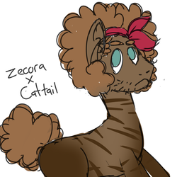 Size: 1000x1000 | Tagged: safe, artist:iesbeans, oc, oc only, hybrid, zony, parent:cattail, parent:zecora, parents:catcora, simple background, solo, white background