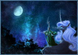 Size: 1753x1240 | Tagged: safe, artist:begasus, nightmare moon, queen chrysalis, alicorn, changeling, changeling queen, pony, g4, female, lesbian, mid-autumn festival, ship:chrysmoon, shipping