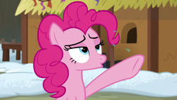 Size: 1280x720 | Tagged: safe, screencap, pinkie pie, earth pony, pony, g4, not asking for trouble, female, mare, solo, sweat