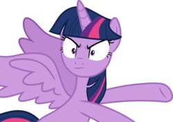 Size: 4444x3137 | Tagged: safe, artist:frownfactory, twilight sparkle, alicorn, pony, g4, once upon a zeppelin, .svg available, and then there's this asshole, angry, female, horn, mare, multicolored hair, multicolored mane, multicolored tail, simple background, solo, svg, transparent background, twilight sparkle (alicorn), twilight sparkle is not amused, unamused, vector, wings