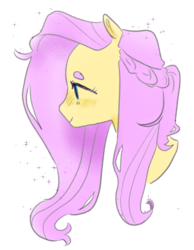 Size: 818x1055 | Tagged: safe, artist:milky-rabbit, fluttershy, pegasus, pony, g4, alternate hairstyle, female, solo, sparkles