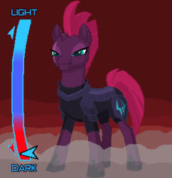 Size: 600x620 | Tagged: safe, artist:gawbox, tempest shadow, pony, unicorn, g4, my little pony: the movie, armor, broken horn, dark side, eye scar, female, horn, mare, pixel art, scar, solo, star wars, star wars: knights of the old republic