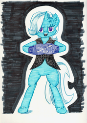 Size: 911x1280 | Tagged: safe, artist:shoeunit, trixie, pony, unicorn, g4, aj styles, clothes, female, gloves, mare, solo, sports, standing, traditional art, wrestling, wwe